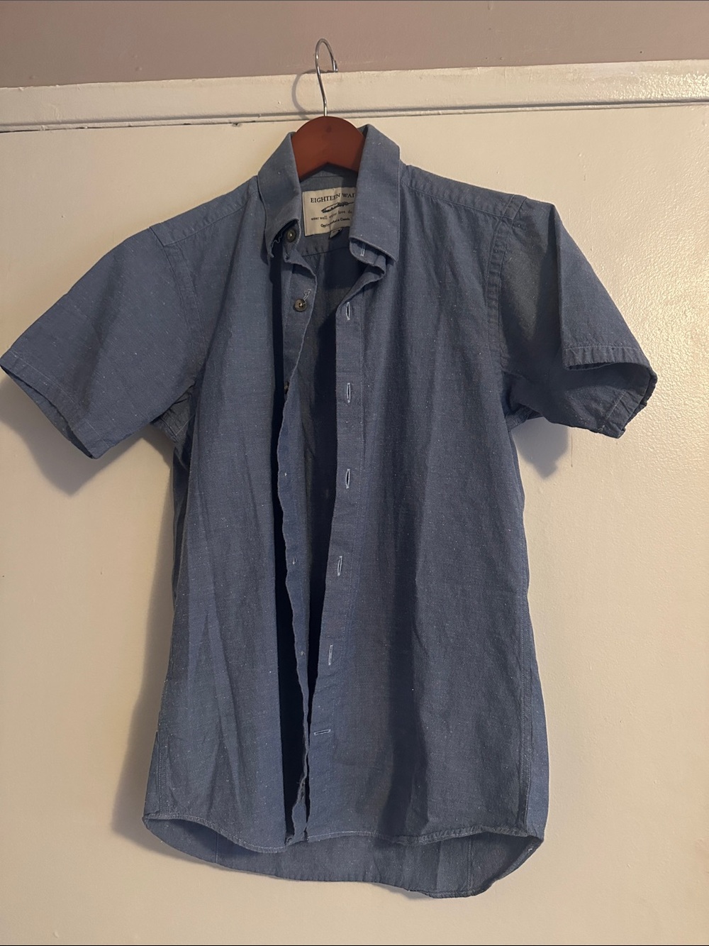 Casual Short-Sleeve Button-Down Shirt - Blue